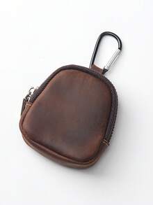 1 túi đựng chìa khóa vintage sang trọng unisex, ví đựng thẻ đa năng, túi lưu trữ, bao đựng tai nghe bằng da mềm có khóa kéo, túi đựng chìa khóa, mặt dây chuyền - Xem 6