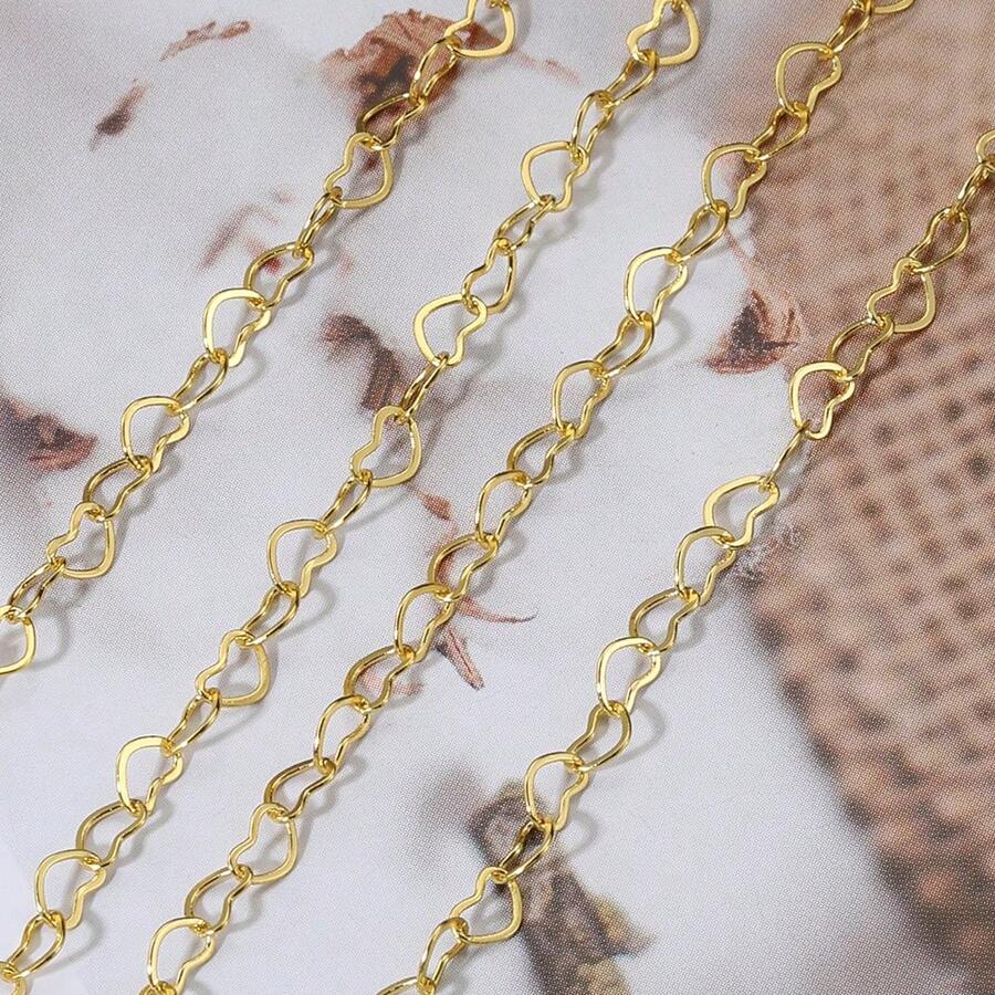 1m Fashion Heart-Shaped Hollow Copper Chain, Suitable For DIY Handmade Women's Necklace, Bracelet Jewelry Accessories - Chain - View 1