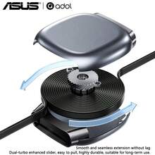ASUS 2pcs 100W USB C To USB C Cable • Retractable With Magnetic Slot • 4 Preset Lengths • Fast Charging Compatible With Iphone 17promax/16pro/15, IPad, MacBook • For S25/24 • 3.3ft Tidy Up The Cables, Easy To Carry - Baby Blue - View 3