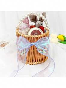 Organza Iridescent Ribbon, Mixed Color Sheer Transparent Satin Ribbon, 1.57 Inch, For Gift Wrapping, Easter Handmade Decoration Ribbon, Suitable For Weddings, Christmas, Invitations, Flower Bouquets, Bow Making - View 6