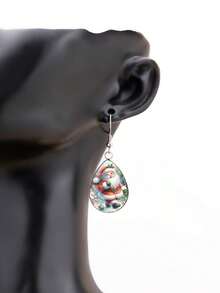 1 Pair Christmas Cartoon Santa Claus Gift Pattern 316 Stainless Steel Water Drop Earrings, Suitable For Women's Daily Wear - Red - View 7