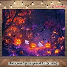 2d Graphic Design, A Banner Background Cloth Of Ghost Night Cemetery-2d Graphic Halloween And Christmas Decoration With Printing Technology, Suitable For Banner Background Of All Seasons. - Multicolor - View 4