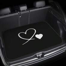1PC Fashionable Printed Car Trunk Mat, Heart Pattern, Elegant Accessory, Travel Essential, Universal Fit For Multiple Car Models, Car Interior Decoration, Keep Your Trunk Clean And Dry, Personalized Car Trunk Mat. - Heart-shaped - View 1