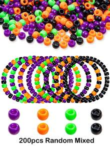 200 Stück zufällig gemischte mehrfarbige runde Acrylperlen mit großem Loch, Spacer-Perlen für DIY-Armbänder, Halsketten, Schlüsselanhänger, Schmuckherstellung - A - Übersicht 11