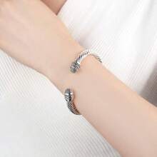 UNY JEWEL Make A Statement With Our Two Tone Twisted Cable Wire Ball Weave Cuff Bangle Makes A Thoughtful And Stylish Gift - Silver Caviar - View 4
