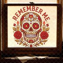 1pc Vintage Style Decorative Sugar Skull Window Sticker With Flowers Candles Leaves Arched Lucky Bones Text Centered Framed By Symmetrical Floral Vines Clear Vinyl Self-Adhesive Removable Easy Peel Stick For Glass Halloween Decoration - Multicolor - View 10