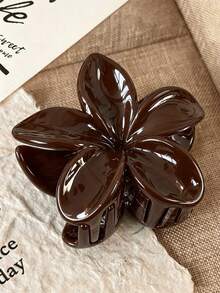 3件/1件裝 女款 8cm/3.15in 黑白棕亮面花朵造型仙女風可愛大號輕量塑膠髮夾 時尚百搭高級優雅極簡純色髮爪髮飾 適合日常外出休閒派對通勤度假 適用馬尾盤髮 洗臉沐浴化妝造型搭配 - 彩色 - 查看 4