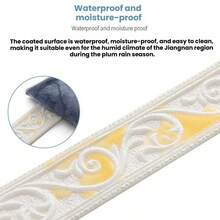 1/2 Roll 3D Embossed Flexible Foam Wall Decor, Waterproof 3D Self-Adhesive Baseboard Wall Sticker TV Background Wall Frame Edge Trim Waistline Corner Decorative Sticker, Luxury Crown Design, Self-Adhesive Backing Baseboard Decor, Decorative Wallpaper Frame, Wall Mold, Adhesive Wall Mold, Baseboard Mold, Wall Mold - A - View 2