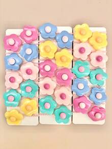 12/24/36/48pcs Random Fresh Macaron Colorblock Floral Hair Scrunchies, Cute Versatile Hair Accessories For Girls - Multicolor - View 4