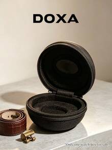 DOXA Brand Logo Round Watch Protective Case Wear-Resistant Moisture-Proof Portable Single Watch Gift Storage Box For Watch Collectors - Black - View 3
