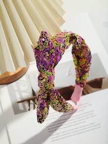 1pc Kids Colorful Sequin Fabric Knotted Headband For Kids Daily School Wear - Multicolor - View 15