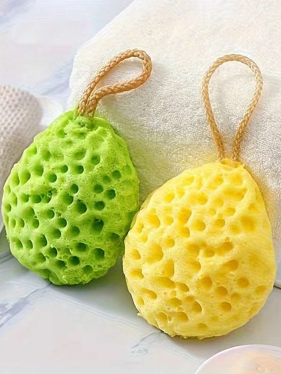 1pc Honeycomb Super Soft Bath Sponge, Unisex, Gentle Design, Easy To Use, Durable Material, Bathing Essential, Perfect Gift For Self-Care Enthusiasts - Multicolor - View 1