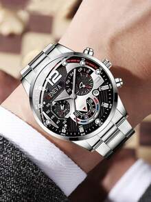 4pcs Men's Quartz Watch Mixed Set, Business Casual Minimalist Dial With Date Function, Suitable For Daily Wear, Decoration Or Father's Day, Thanksgiving And Other Holiday Gifts For Friends And Father - Multicolor - View 6