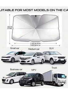 Foldable Car Sunshade ,Ultra Compact With Storage Bag, No Space Wasted, Keeps Car Cool In Minutes,Suitable For Small To Large Vehicles, Truck & Business Car,Quick Install - A - View 3