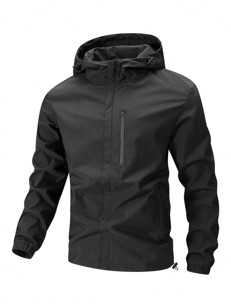 [Lightweight Soft Jacket] Men's Casual Lightweight Soft Hooded Zip-Up Jacket With Drawstring And Pockets, Perfect For Outdoor Activities, Lightweight Style Suitable For Spring, Summer, Autumn Wear, Place In Ventilated Area To Disperse Odor