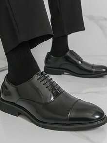 Men's Business Thick Sole Formal Loafers, PU Leather Shoes For Daily Wear And Parties - Black - View 7