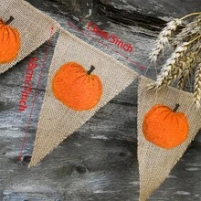 1 Set Autumn Harvest Felt Banner Decor Storage Bag, Multi-Color Layered Felt Bunting Garland, Natural Jute Rope Design, Rustic Kitchen Wall & Indoor Farmhouse Autumn Decorative Accessories - Pumpkin - View 2
