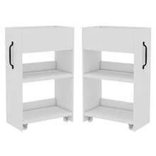 =N880P313969W Small Wheeled Bookcase 52x50x75cm – With Shelves And Drawers, Reversible Left/Right Configuration, Fully Extendable Single Module, With Anti-Tip Protection, Nightstand - White - View 9