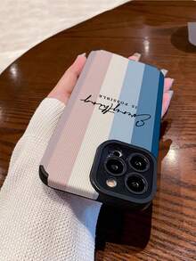 1件字母與標語圖案人造皮革紋理柔軟手機殼，相容於 Apple 與 - 彩色 - 查看 4