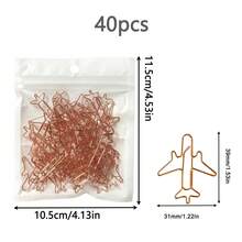 10/20/40pcs Creative Airplane Shaped Gold Rose Color Metal Paper Clips, Office Supplies, Suitable For Planner, Notebook, Card Packaging, Office School Stationery Gift - Airplane - View 19