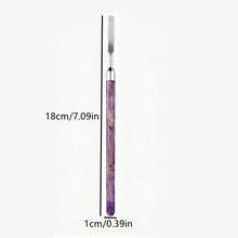 1件紫色大理石手柄美甲凝膠調色刮板，不鏽鋼平頭美甲調色工具，多功能美甲顏料調色與塑形棒，DIY美甲沙龍用品 - 彩色 - 查看 7