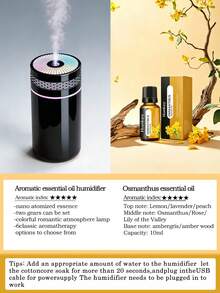 250ml Black/White Car Humidifier: Auto Shut-Off, Dual Air Purification, USB Interface, Mini Ultrasonic Essential Oil Diffuser, 7-Color LED Light, 6 Fragrance + Essential Oil Set, Multi-Pack. Suitable For Car/Office/Bathroom/Pet/Bedside/Hotel. - A - View 22