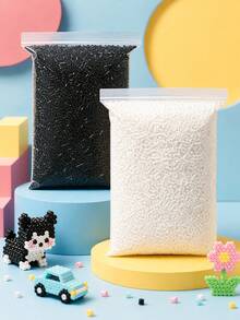 MINKOJA 2.6毫米/5毫米黑白3D像素拼豆玩具，适用于手工制作、装饰和DIY拼图制作 - 黑與白 - 查看 1