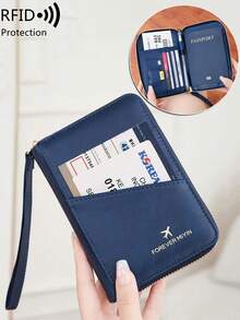 FOREVER MIYIN 1 Pc RFID Blocking Zipper Passport Holder With Wrist Strap, Multi Slot Travel Document Wallet For Flight Vacation Daily Carry Unisex - Multicolor - View 15