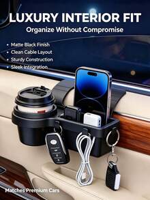 Multifunctional Car Storage Box With Cup Holder, Beverage Holder, Side Door Window Phone Slot And Hanging Storage Rack - Durable ABS Material, Easy Installation, Space-Saving Design - Multicolor - View 2