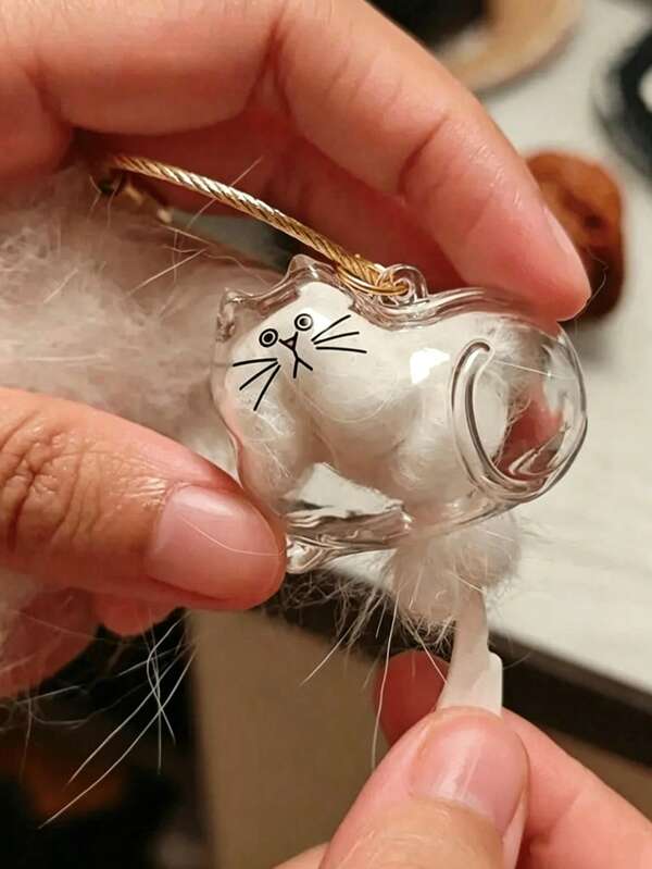 1pc Cat Hair Collector Keychain, Suitable For Commemorating Cat And Dog Fur, Pet Hair Keepsake, Keychain, Backpack, School Bag, Phone Charm