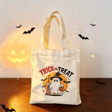 1/5/10pcs Cute Pumpkin Ghost Skeleton Bat Spider Black Cat Little Devil Lantern Pattern Halloween Theme Reusable Fabric Tote Shopping Bags Trick Or Treat Bags, Small Batch Multi-Piece Set Trick Or Treat Bags Storage Bags, Essential Halloween Shopping Gift Packaging Bags, Suitable For Christmas Decoration Indoor Outdoor Yard Garden Lawn Entrance Small Gifts, Essential Halloween Party Small Gift Storage Bags Gift Bags - Multicolor - View 32