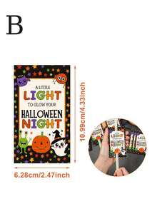 10pcs Halloween Small Card Holder For Light Stick,Pumpkin Ghost Spider Web Design Card Set,Halloween Decoration,Ghost Festival Horror Atmosphere Decoration,Trick Or Treat,Home Decor,Classroom Halloween Party,Birthday Giveaways - Multicolor - View 6
