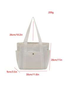 Large Capacity Canvas College Style Casual Tote Bag Shopping Bag Multifunctional Shoulder Bag Upgraded Canvas Bag - White - View 3