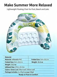 1 Set Thickened Adult PVC Inflatable Pool Float - Fruit Design Floating Raft, Pool Hammock. Suitable For Adult Pool, Beach And Other Water Activities. Multi-Functional PVC Pool Float, Combining Lounge Chair And Floating Function, Ideal For Travel - Maple Leaf Style - View 7