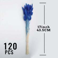 120pcs Artificial Blue Rabbit Tail Grass, For Vase Decoration, Bohemian Style Flowers, Wedding Decor Flowers. - Blue 120 PCS - View 4