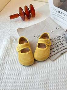 Children's Solid Color Mary Jane Shoes, Vintage Casual Flat Slip-On, Cute Princess Style, Suitable For Daily Wear - Yellow - View 2