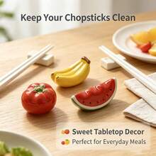 Set Of 3 Cute Fruit Shaped Ceramic Chopstick Rest, Tomato Banana Watermelon Design Chopstick Holder, Adorable Table Decor Kitchen Utensil Rest For Home Dining Restaurant Use - View 5