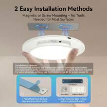 Rechargeable Motion Sensor Ceiling Light, Wireless Magnetic LED Ceiling Light With Remote Control, 3 Color Temperature Adjustable Brightness, No Wiring Adhesive Light, Suitable For Closet, Hallway, Stairwell, Bedroom - White - View 6