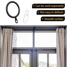 20/60/100pcs (10 Metal Rings & 10 Plastic Hooks / 30 Metal Rings & 30 Plastic Hooks / 50 Metal Rings & 50 Plastic Hooks) With Plastic Hooks Metal Curtain Rings Hanging Rings And Curtain Hooks Window Shower Rings, 30mm/1.18in Diameter (Black, Silver) - Multicolor - View 7