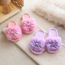 Children's Cute Fluffy Bow Indoor Slippers - Pink - View 7