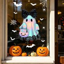 1/4pcs Halloween Cute Ghost Static Window Clings Bow Bats Reusable Double Sided Glass Stickers For Halloween Holiday Party Home Decoration - Ghost Window Stickers - View 6