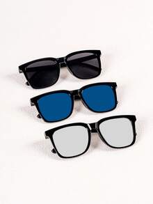 1 Pair Square Minimalist Fashion Glasses, Fashionable Versatile Colorful Coated Lens Large Frame Square Fashion Glasses - Multicolor - View 4