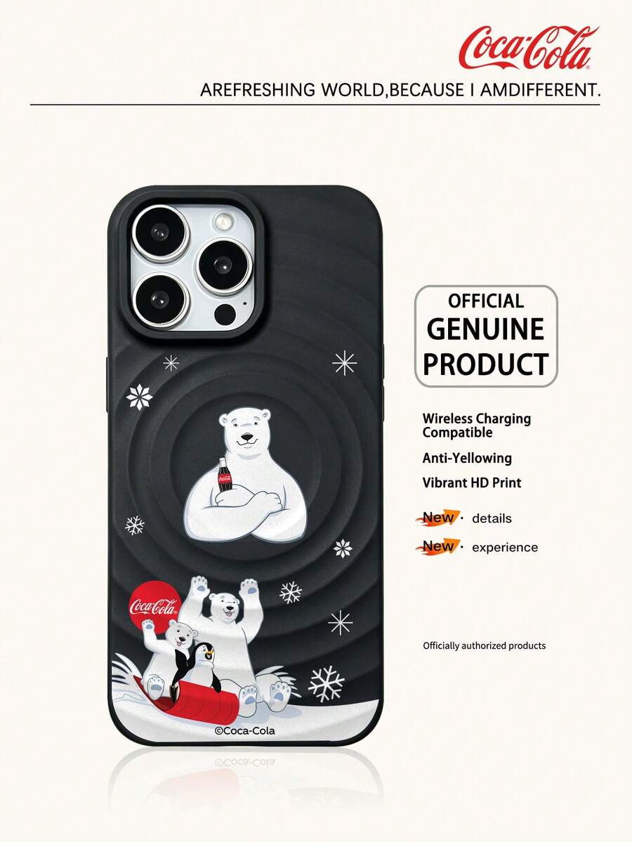 Coca-Cola The Phone Case With Wireless Charging Function Is Full Of Vitality And Passion. It Is Made Of Lightweight Materials And Has Anti Scratch, Anti Drop, And Anti Slip Design To Protect Your Hand In A Cartoon Anime Style. The Case Is Compatible With Apple 17 17Air 17Pro 17ProMax 11,12,13,15,16 Pro,16ProMax,14Plus,15Plus,16Plus,15Pro,16PLUS,XR. Suitable For Gifting To Friends And Family - Black - View 1