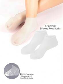 1 Pair Silicone Moisturizing Foot Socks, Effectively Care For Feet, Prevent Cracked Heels, Remove Dead Skin, Elastic Foot Socks, All-Day Moisture Locking, Prevent Dryness, Odorless, Easy To Wear And Take Off, Soft And Comfortable Material, Daily Use - Multicolor - View 12