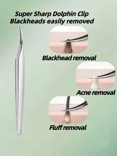 2/1pc High Precision Ultra Fine Pointed Tweezers – Salon Grade Curved Tweezers, Suitable For Blackheads, Fine Hair And Acne