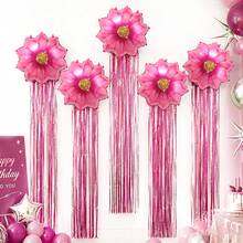 6 Peças Decorações de Cortina com Borlas de Girassol Dourado/Rosa/Vermelho/Roxo - Bola de Folha de Girassol de 21,5 Polegadas com Borla de 2m, Suprimentos de Festa de Luxo, Perfeito para Decoração de Festa de Aniversário, Festa de Princesa, Casamento, Ação de Graças, Dia dos Namorados, Eventos de Despedida de Solteira. - Cortina de chuva de flores - Visão 8