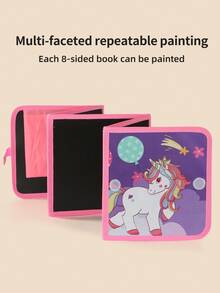 Children's Fun Foldable Educational Blackboard, Reusable Doodle Board, Washable, Cultivate Imagination, Portable Kindergarten Drawing And Writing Board, Back To School, Halloween, Christmas, Thanksgiving, Birthday Gift (Includes 12-Color Watercolor Pens) - Pink - View 12