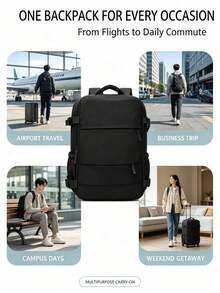 Dedoo Black Water Resistant Nylon Large Travel Backpack,Multi Compartments Side Pocket Adjustable Buckle Straps For Air Travel School Gym Weekend Daily Work - Black - View 5
