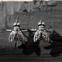 Halloween Realistic Fly Stud Earrings For Women, Insect Vintage-Style Jewelry With 3D Texture - E4963 Antique Silver - View 1