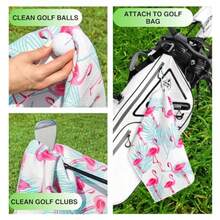 Microfiber Towels For Bags And S - Premium Weave Waffle And Ball Towels With Carabiner Clip, Essential Accessories For Men, Women, And,Golfer Gifts, Set Of 2 - Flamingo Paradise - View 3